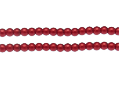 6mm Red Glass Pearl Bead, approx. 78 beads