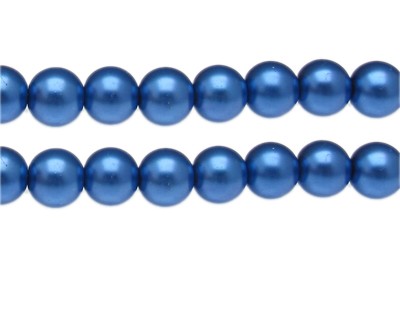 12mm Royal Blue Glass Pearl Bead, approx. 18 beads