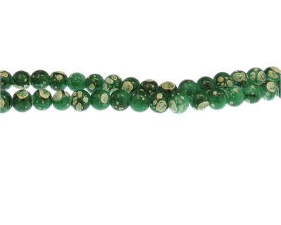 6mm Green Swirl Marble-Style Glass Bead, approx. 45 beads