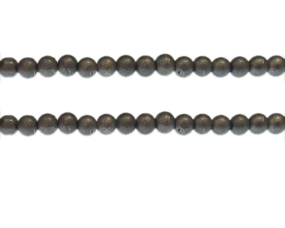 6mm Drizzled Deep Silver Glass Bead, approx. 43 beads