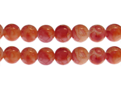 12mm Orange Marble-Style Glass Bead, approx. 17 beads