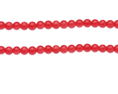 6mm Red Jade-Style Glass Bead, approx. 76 beads
