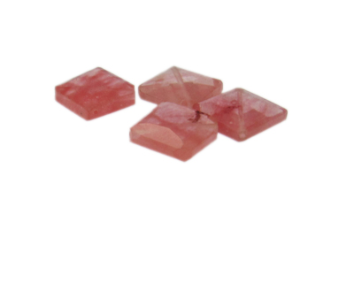 16mm Cherry Quartz Gemstone Square Bead, 4 beads