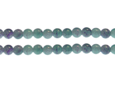 8mm Blue/Purple Duo-Style Glass Bead, approx. 37 beads