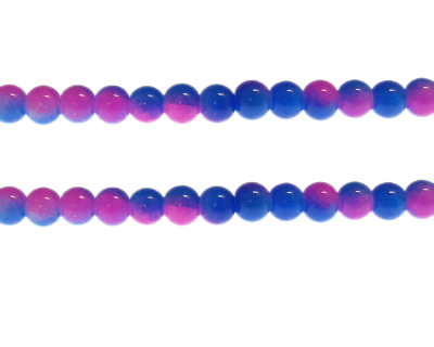 (image for) 8mm Pink/Blue Duo-Style Glass Bead, approx. 38 beads - Click Image to Close