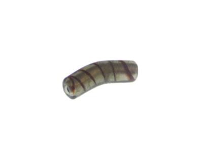 (image for) 32 x 10mm Silver Striped Lampwork Tube Glass Bead