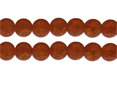 12mm Rust Crackle Frosted Glass Bead, approx. 14 beads