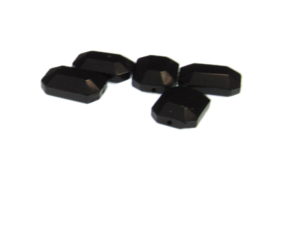18 x 14mm Black Faceted Rectangle Glass Bead, 5 beads