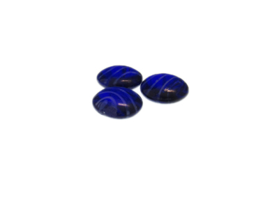 18mm Blue Stripe Lampwork Glass Bead, 1 bead, NO Hole