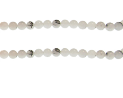 6mm White/Black Gemstone Bead, approx. 30 beads