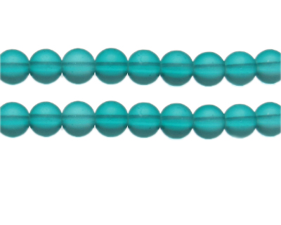 10mm Aqua Semi-Matte Glass Bead, approx. 17 beads