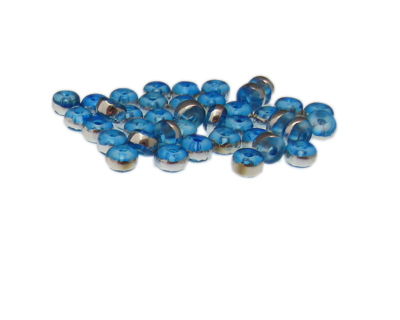 (image for) Approx. 1oz. x 6x4mm Deep Turq Rondelle Glass Bead w/Silver Line