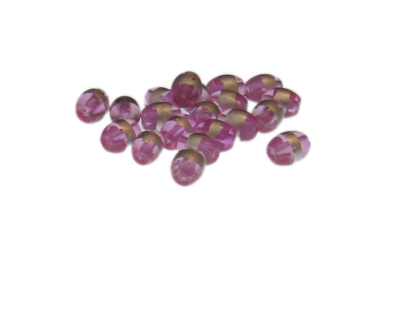 (image for) Approx. 1oz. x 8x6mm Pink Oval Glass Bead w/Silver Line