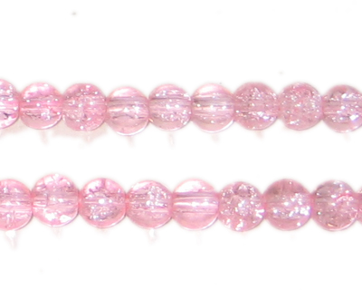 6mm Baby Pink Crackle Glass Bead, approx. 74 beads