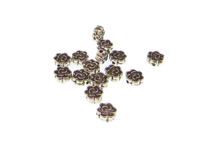 (image for) 6mm Silver Rose Metal Spacer Bead, approx. 15 beads