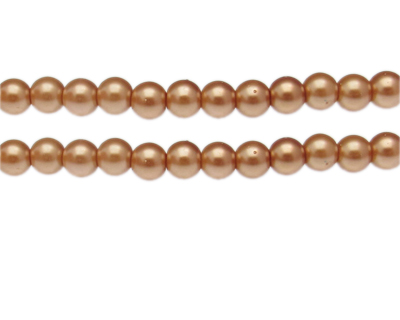 8mm Soft Gold Glass Pearl Bead, approx. 56 beads