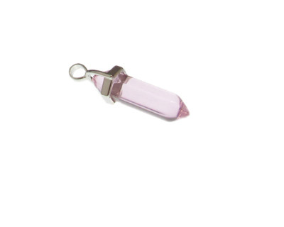 40 x 14mm Pink Glass Pendant with silver bale