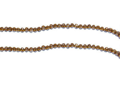 4 x 3mm Brown AB Finish Faceted Rondelle Bead, 8" string