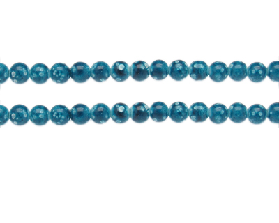 6mm Turquoise Spot Marble-Style Glass Bead, approx. 42 beads