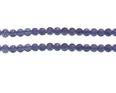6mm Dark Violet Crackle Glass Bead, approx. 74 beads