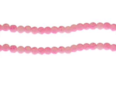 6mm Soft Pink Marble-Style Glass Bead, approx. 68 beads