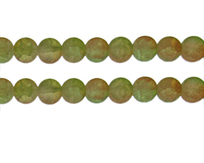 10mm Orange/Apple Green Crackle Frosted Duo Bead, approx. 17 be