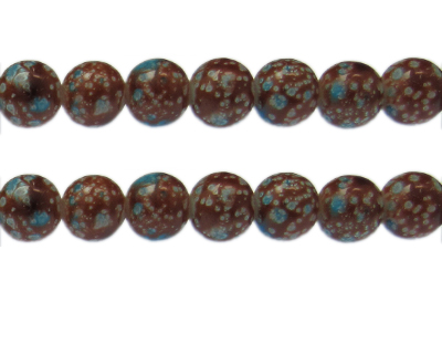12mm Golden Spot Marble-Style Glass Bead, approx. 14 beads