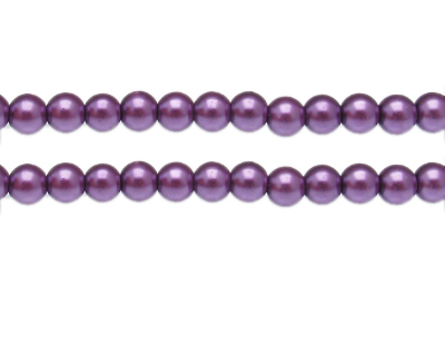 8mm Purple Glass Pearl Bead, approx. 56 beads