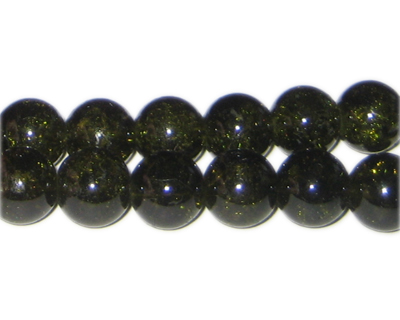 (image for) 12mm Olive Crackle Glass Bead, approx. 17 beads - Click Image to Close