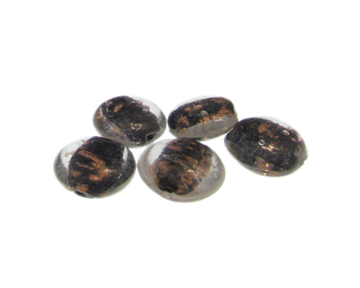 20mm Black Splatter Lampwork Glass Bead, 5 beads