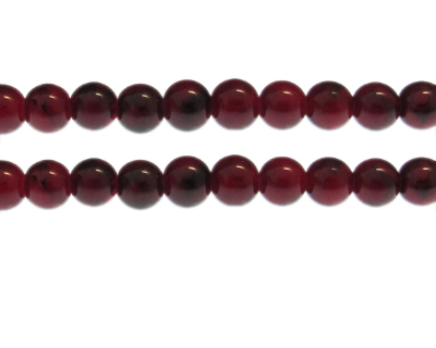 10mm Deep Red Marble-Style Glass Bead, approx. 22 beads