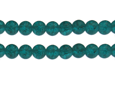 10mm Aqua Crackle Frosted Glass Bead, approx. 17 beads