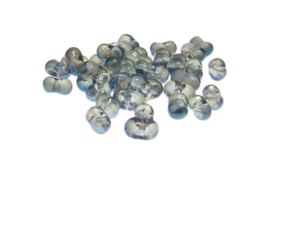 (image for) Approx. 1.2oz. x 8x6mm Blue Silver Luster Glass Peanut Beads
