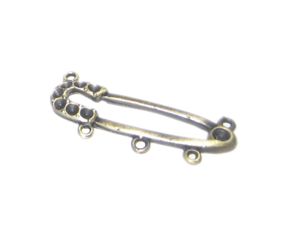 (image for) 10 x 36mm Bronze Safety Pin Metal Pendant, fits 2mm rhinestone