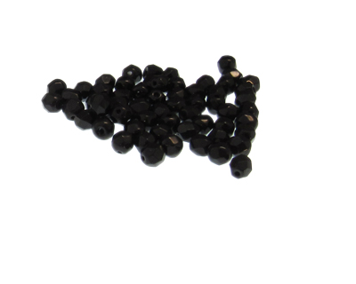 Approx. 1oz. x 4mm Black Faceted Glass Beads