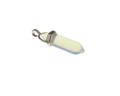 40 x 14mm Milky White Gemstone Pendant with silver bale