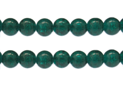 12mm Emerald Crackle Glass Bead, approx. 17 beads