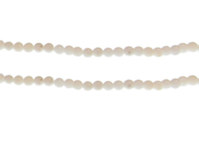 4mm White Opaque Gemstone Bead, approx. 43 beads