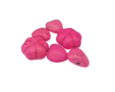Fuchsia Dyed Turquoise Heart/Flower Bead Mix, 6 beads Fuchsia Dyed Turquoise Heart/Flower Bead Mix, 6 beads