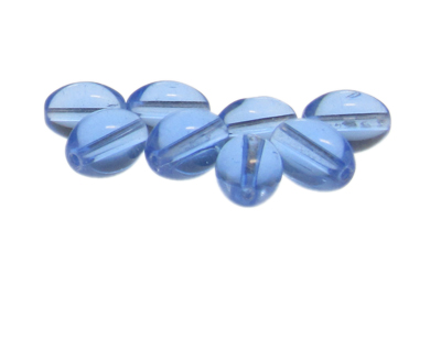 16 x 12mm Sky Blue Pressed Glass Oval Bead, 8 beads