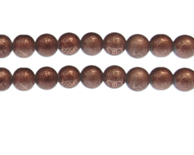 10mm Light Copper Drizzled Glass Bead, approx. 17 beads