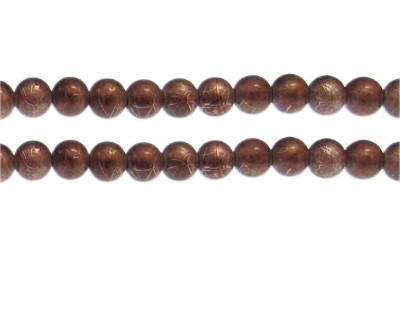 8mm Light Copper Drizzled Glass Bead, approx. 36 beads