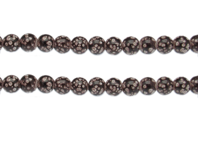 8mm Brown Spot Marble-Style Glass Bead, approx. 38 beads