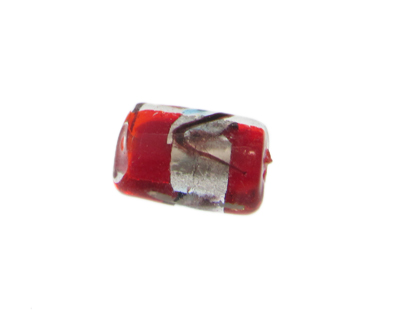 28 x 22mm Red Pattern Rectangle Lampwork Glass Bead