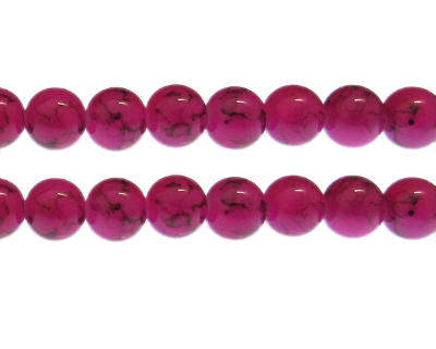 (image for) 12mm Crimson Marble-Style Glass Bead, approx. 18 beads - Click Image to Close