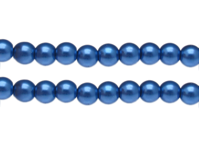 10mm Royal Blue Glass Pearl Bead, approx. 22 beads