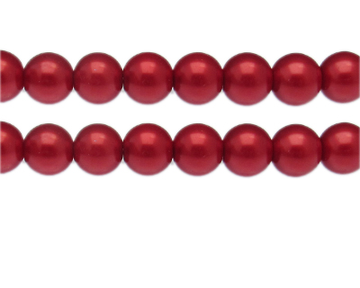 12mm Red Glass Pearl Bead, approx. 18 beads