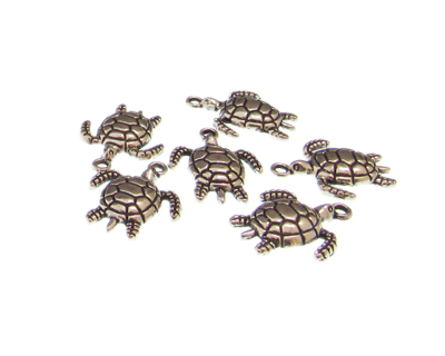 (image for) 24 x 18mm Turtle Silver Metal Charm, 6 charms - Click Image to Close