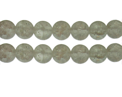 12mm White Crackle Frosted Glass Bead, approx. 14 beads
