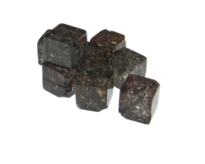 10mm Black Crackle Glass Cube Bead, 8 beads, diagonal hole